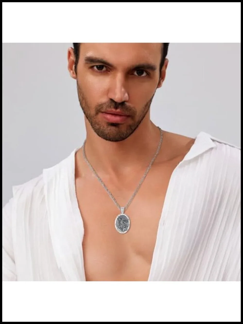 925 Sterling Silver Archangel Michael Pendant Necklace Religious Jewelry Gift